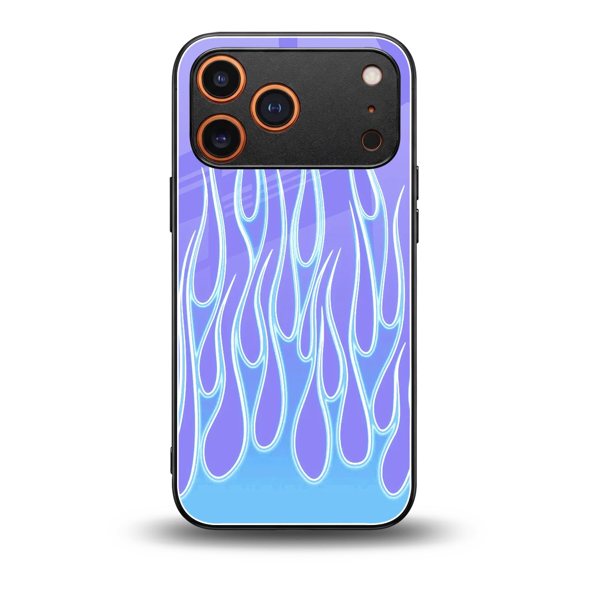 Flames Blue back phone cover | glass case for iphone 17 pro