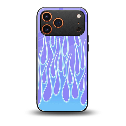 Flames Blue back phone cover | glass case for iphone 17 pro