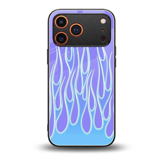 Flames Blue back phone cover | glass case for iphone 17 pro max