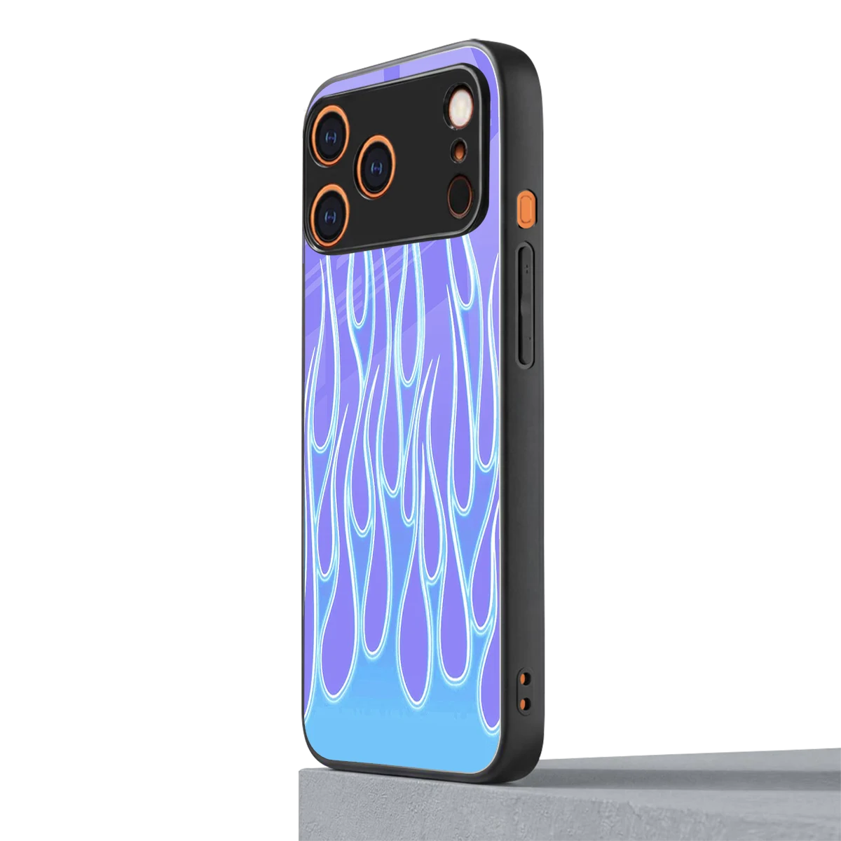 Flames Blue iphone 17 pro mobile cover | shockproof glass phone case