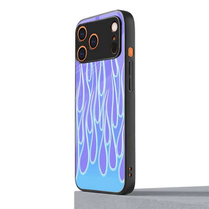 Flames Blue iphone 17 pro mobile cover | shockproof glass phone case