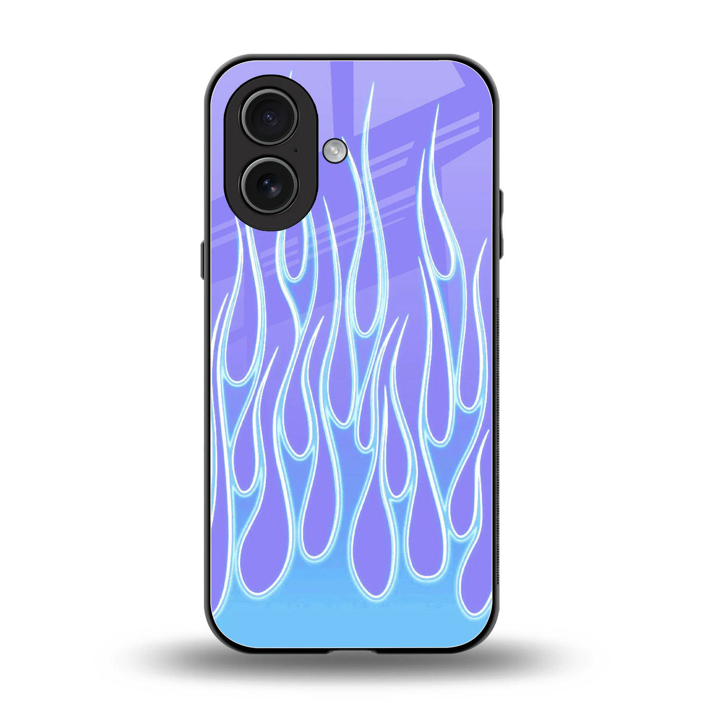 Flames Blue back phone cover | glass case for iphone 17