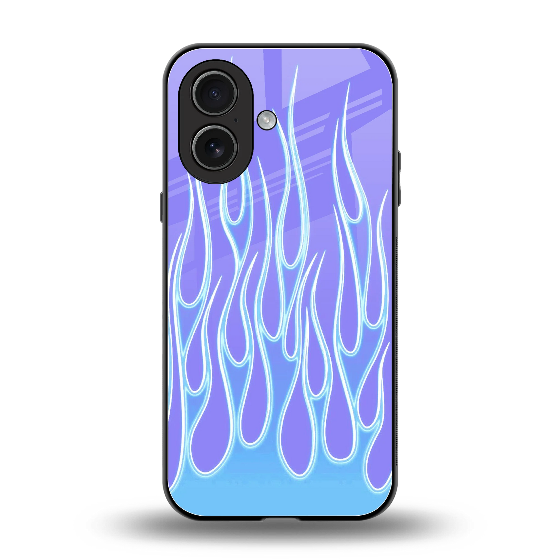 Flames Blue back phone cover | glass case for iphone 17