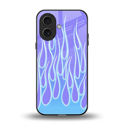 Flames Blue back phone cover | glass case for iphone 17