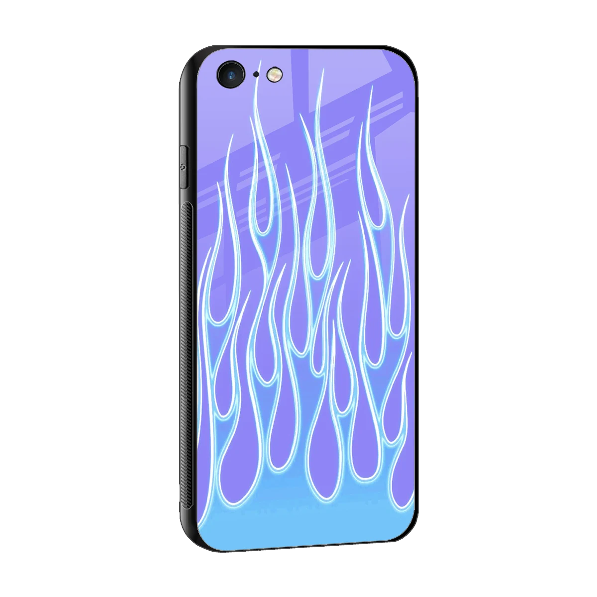 Flames Blue sleek iphone 6s cover with tempered glass back and TPU edges
