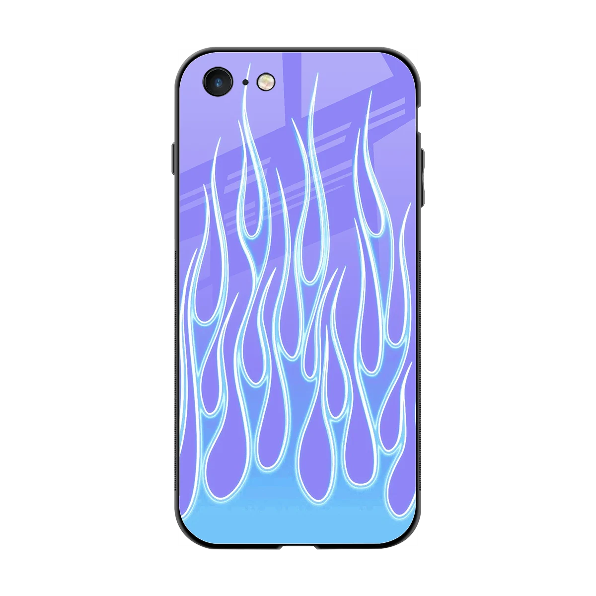 Flames Blue back phone cover | glass case for iphone 7