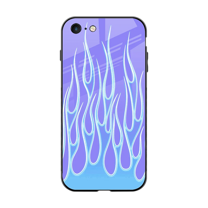 Flames Blue back phone cover | glass case for iphone 7