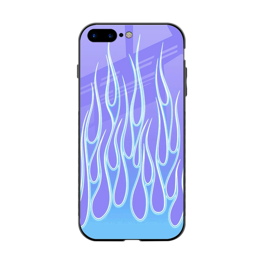 Flames Blue back phone cover | glass case for iphone 8 plus
