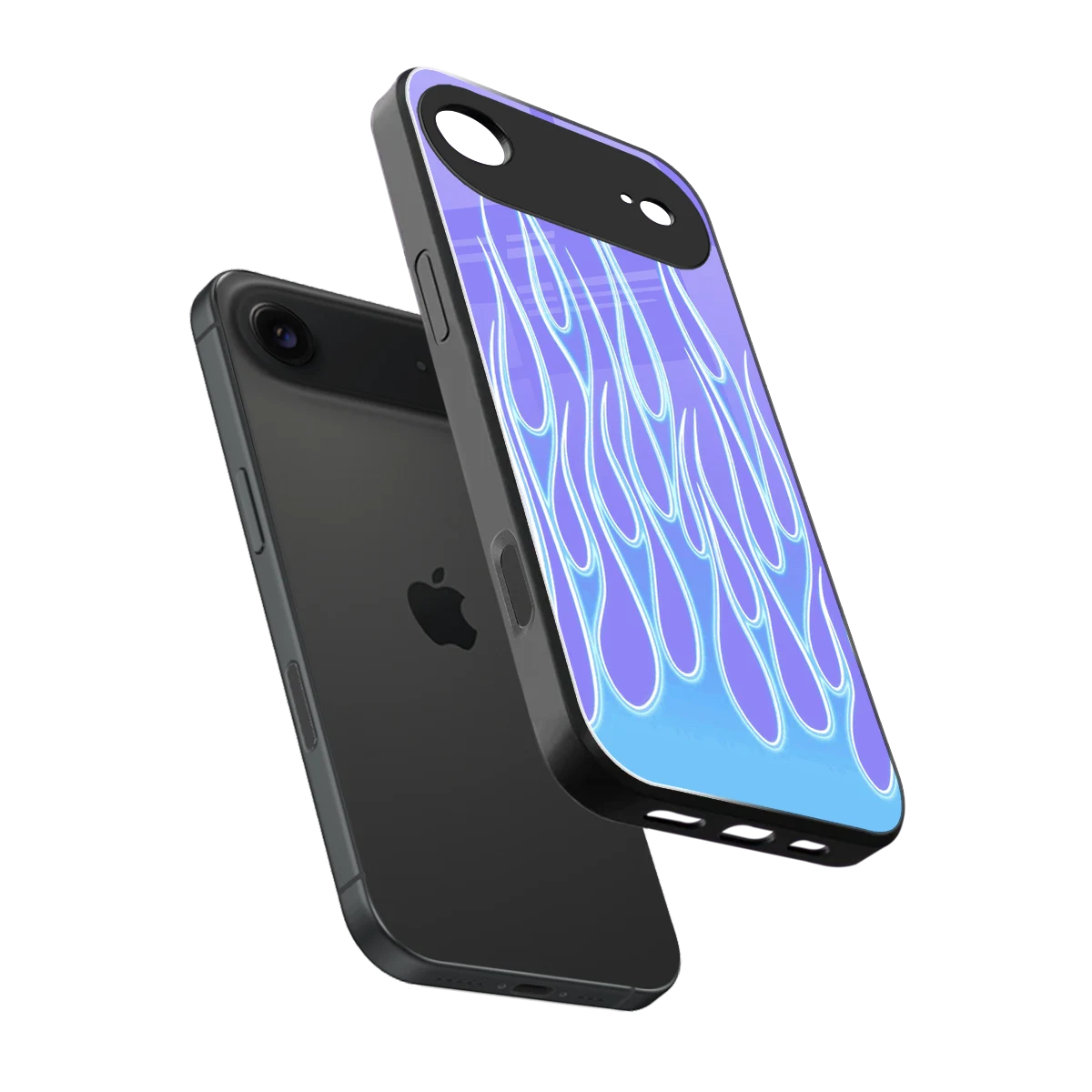 Flames Blue sleek iphone air cover with tempered glass back and TPU edges