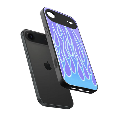 Flames Blue sleek iphone air cover with tempered glass back and TPU edges