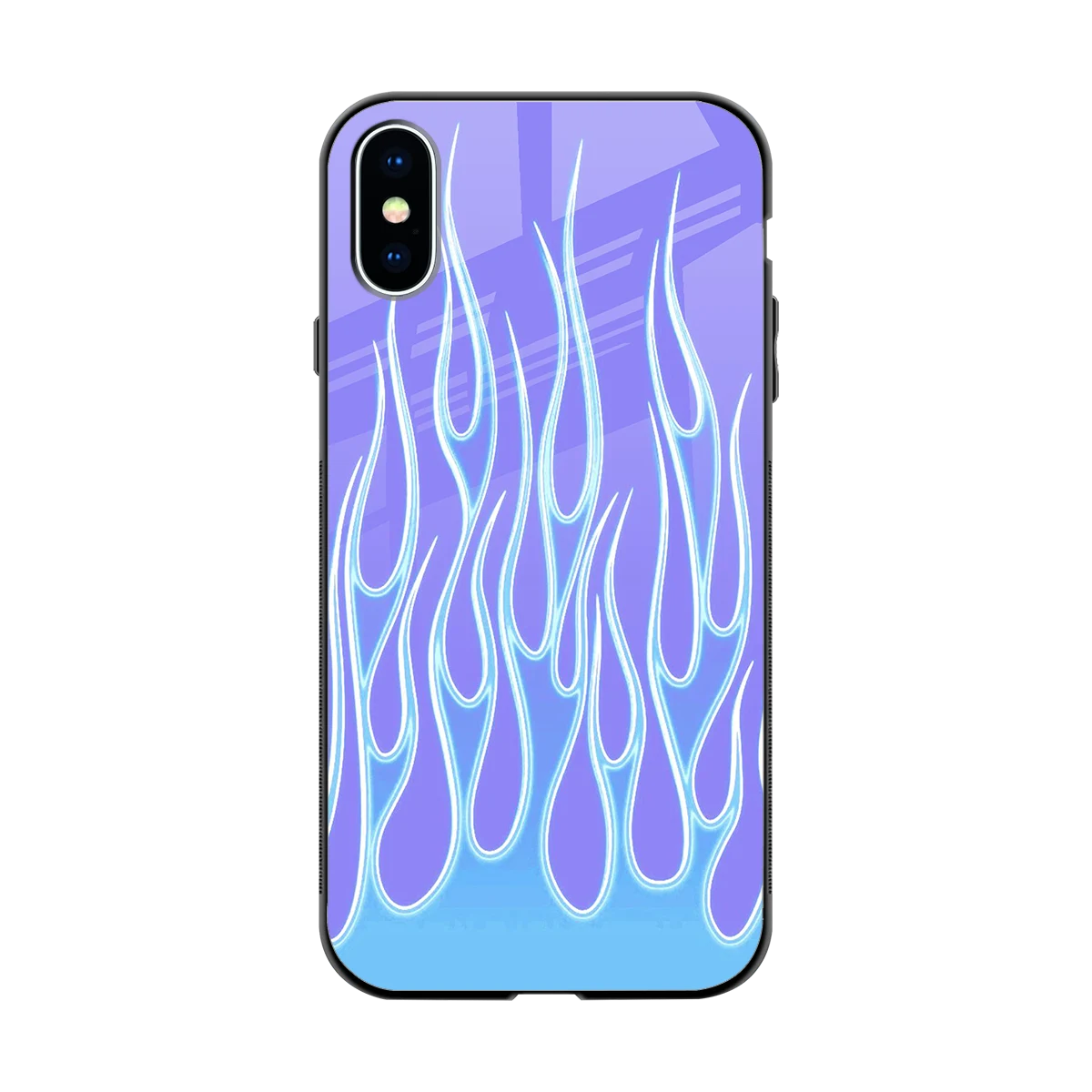 Flames Blue back phone cover | glass case for iphone x
