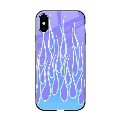 Flames Blue back phone cover | glass case for iphone x