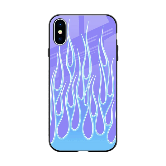 Flames Blue back phone cover | glass case for iphone x