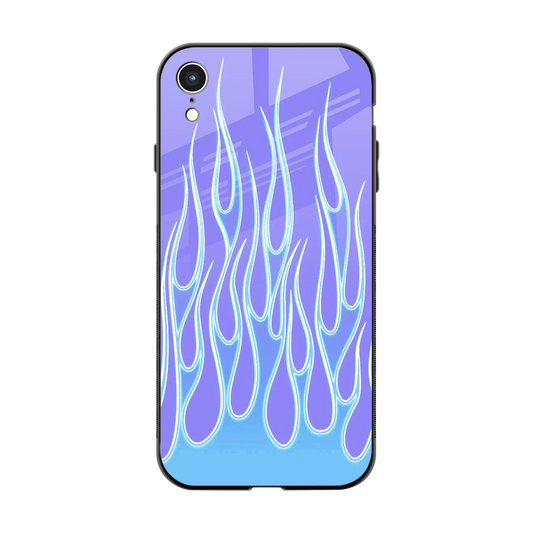 Flames Blue back phone cover | glass case for iphone xr