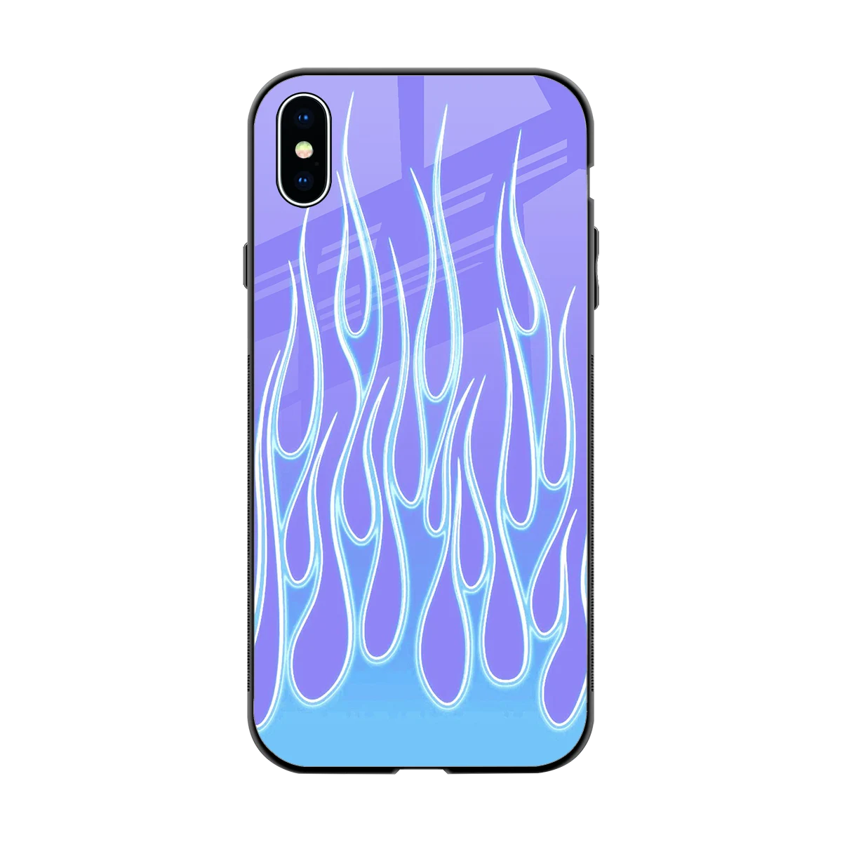 Flames Blue back phone cover | glass case for iphone xs max