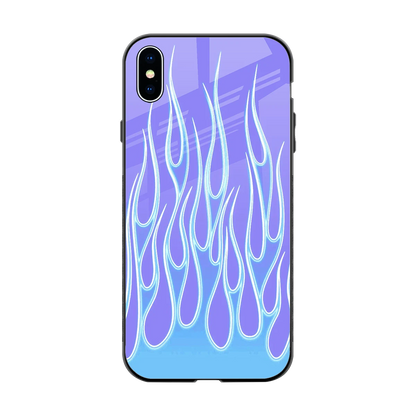 Flames Blue back phone cover | glass case for iphone xs max