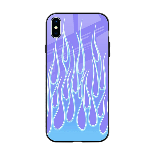 Flames Blue back phone cover | glass case for iphone xs max