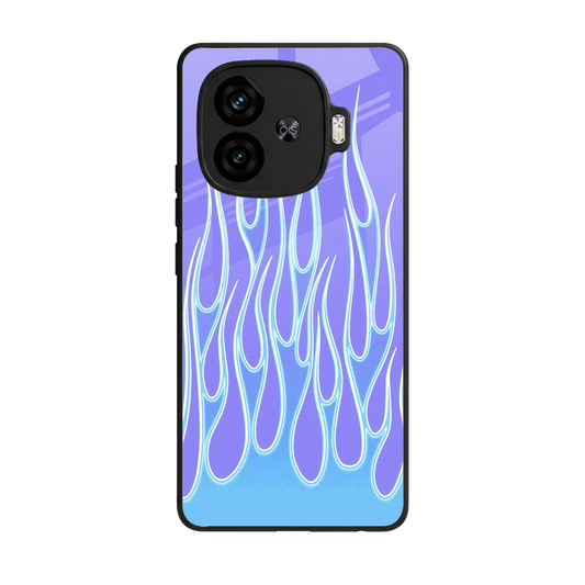Flames Blue back phone cover | glass case for iqoo neo 10r 5g