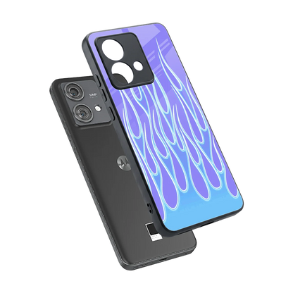Flames Blue sleek motorola edge 40 neo 5g cover with tempered glass back and TPU edges