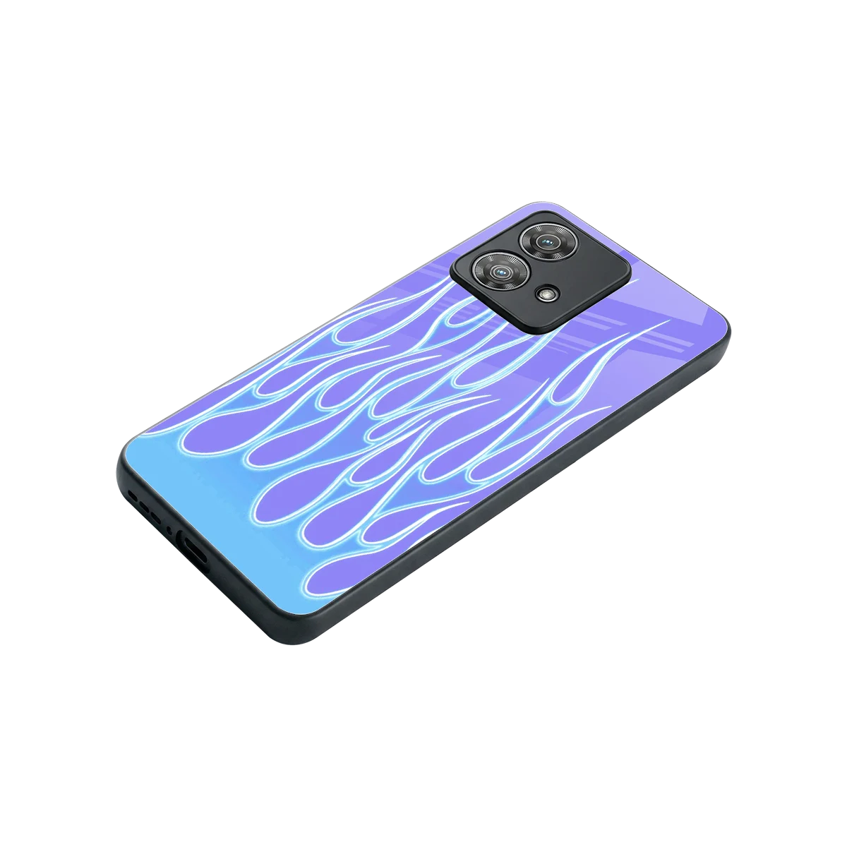 Flames Blue stylish phone case for motorola edge 40 neo 5g | glossy glass and slim fit