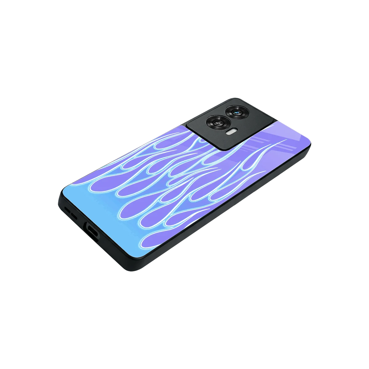 Flames Blue stylish phone case for motorola edge 50 fusion | glossy glass and slim fit