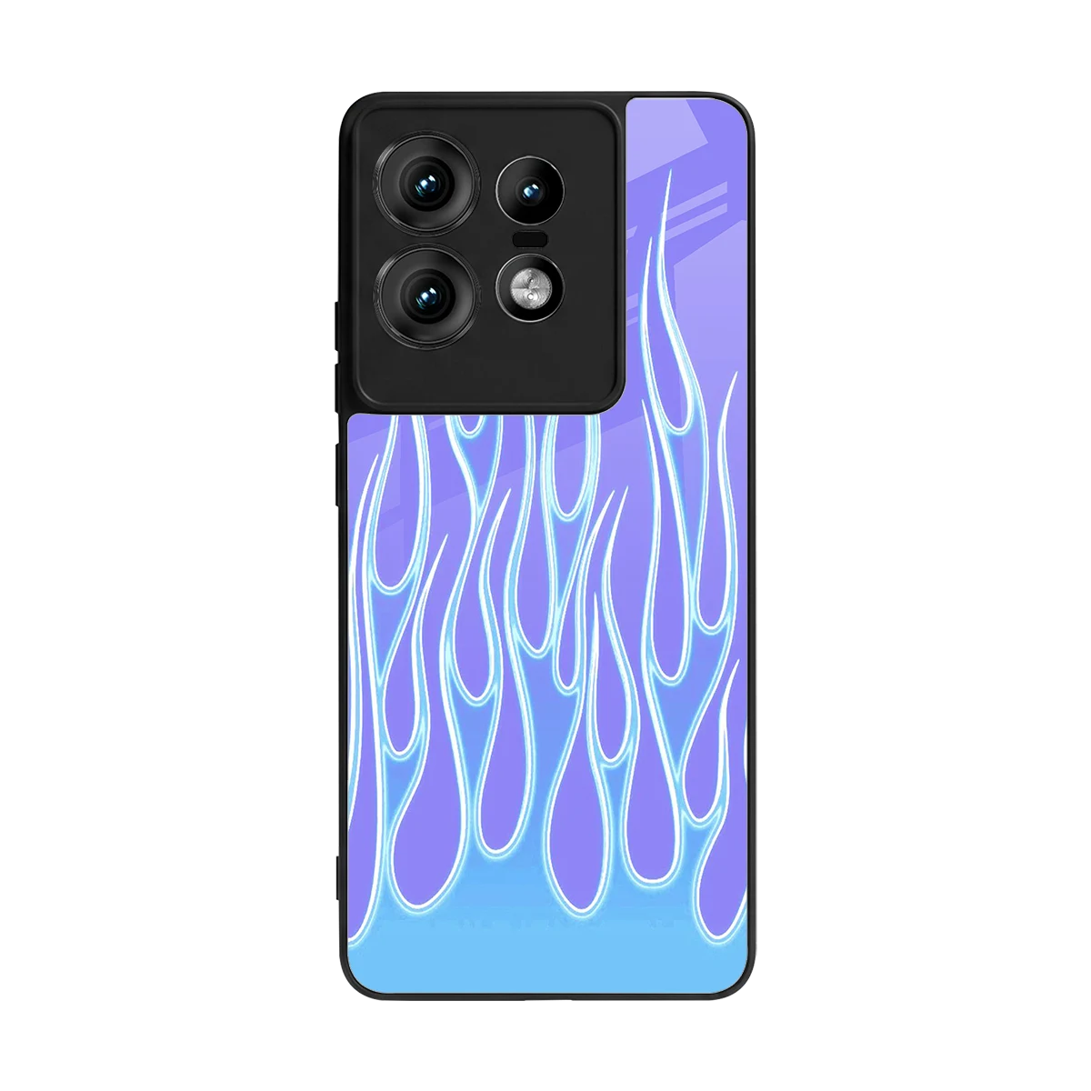 Flames Blue back phone cover | glass case for motorola edge 50 pro
