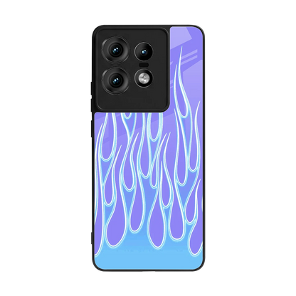 Flames Blue back phone cover | glass case for motorola edge 50 pro