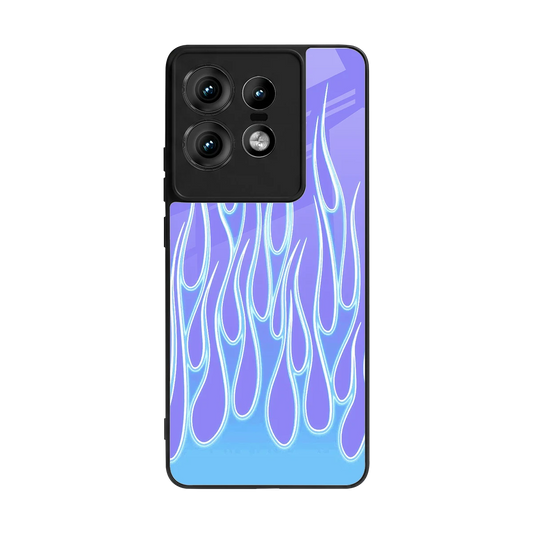 Flames Blue back phone cover | glass case for motorola edge 50 pro
