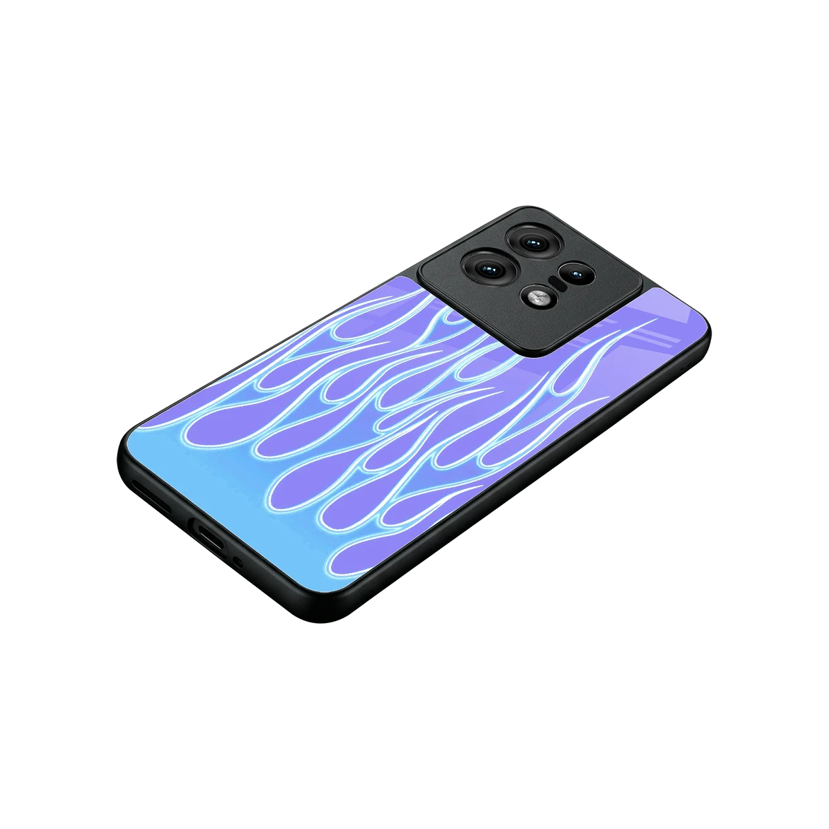 Flames Blue stylish phone case for motorola edge 50 pro | glossy glass and slim fit