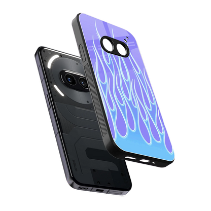 Flames Blue sleek nothing phone 2a cover with tempered glass back and TPU edges