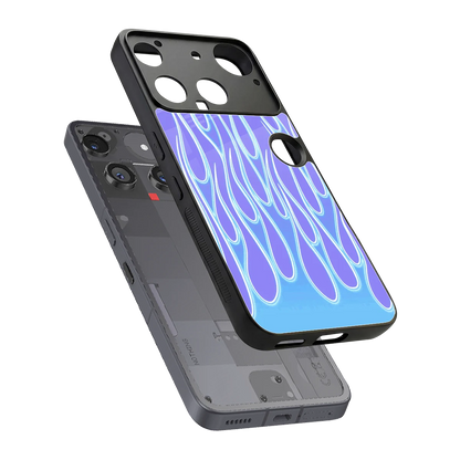 Flames Blue sleek nothing phone 3 cover with tempered glass back and TPU edges