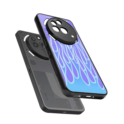 Flames Blue sleek nothing phone 3a pro cover with tempered glass back and TPU edges