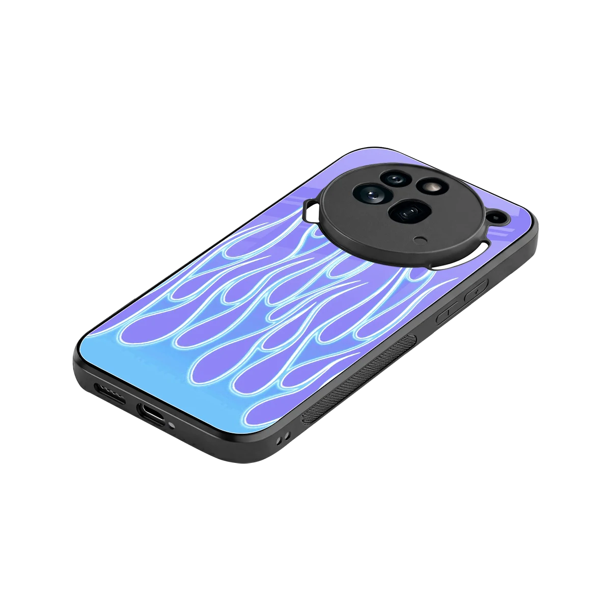 Flames Blue stylish phone case for nothing phone 3a pro | glossy glass and slim fit