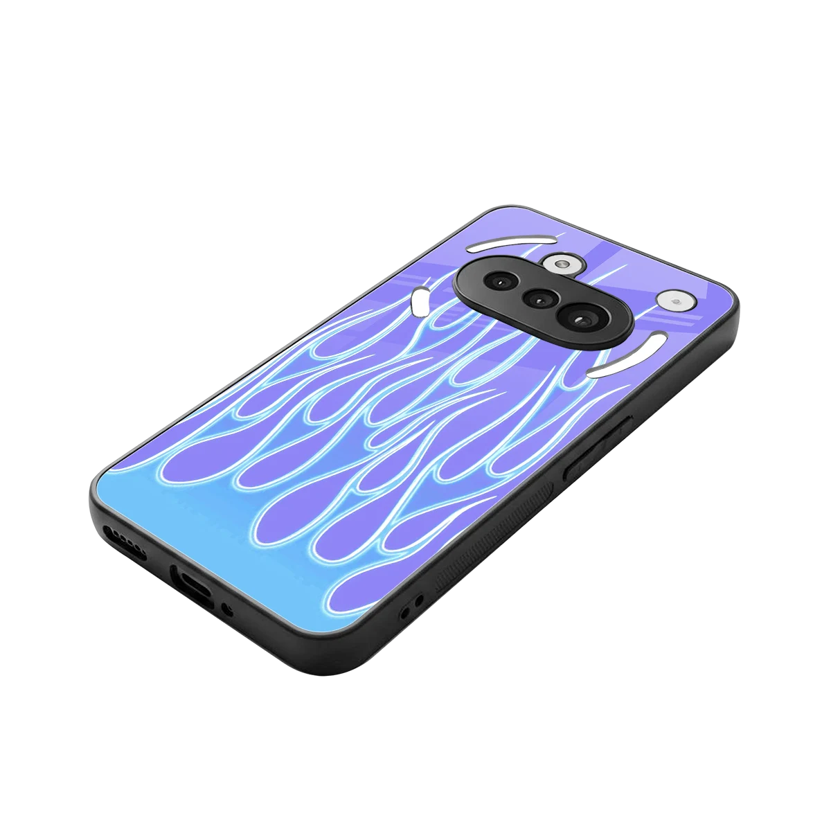 Flames Blue stylish phone case for nothing phone 3a | glossy glass and slim fit