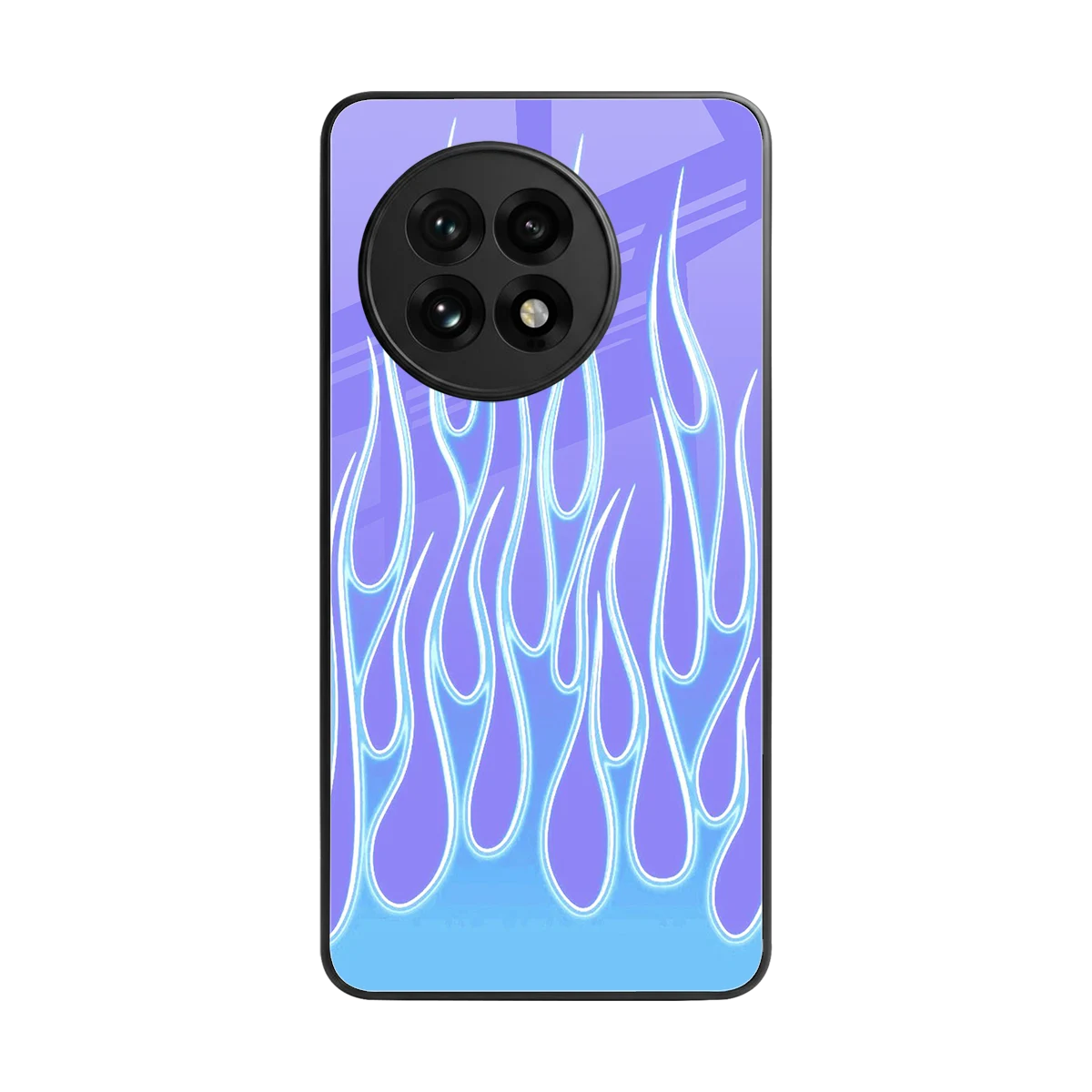 Flames Blue back phone cover | glass case for oneplus 13r
