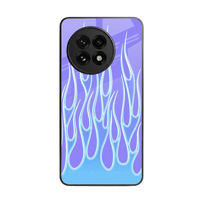 Flames Blue back phone cover | glass case for oneplus 13r