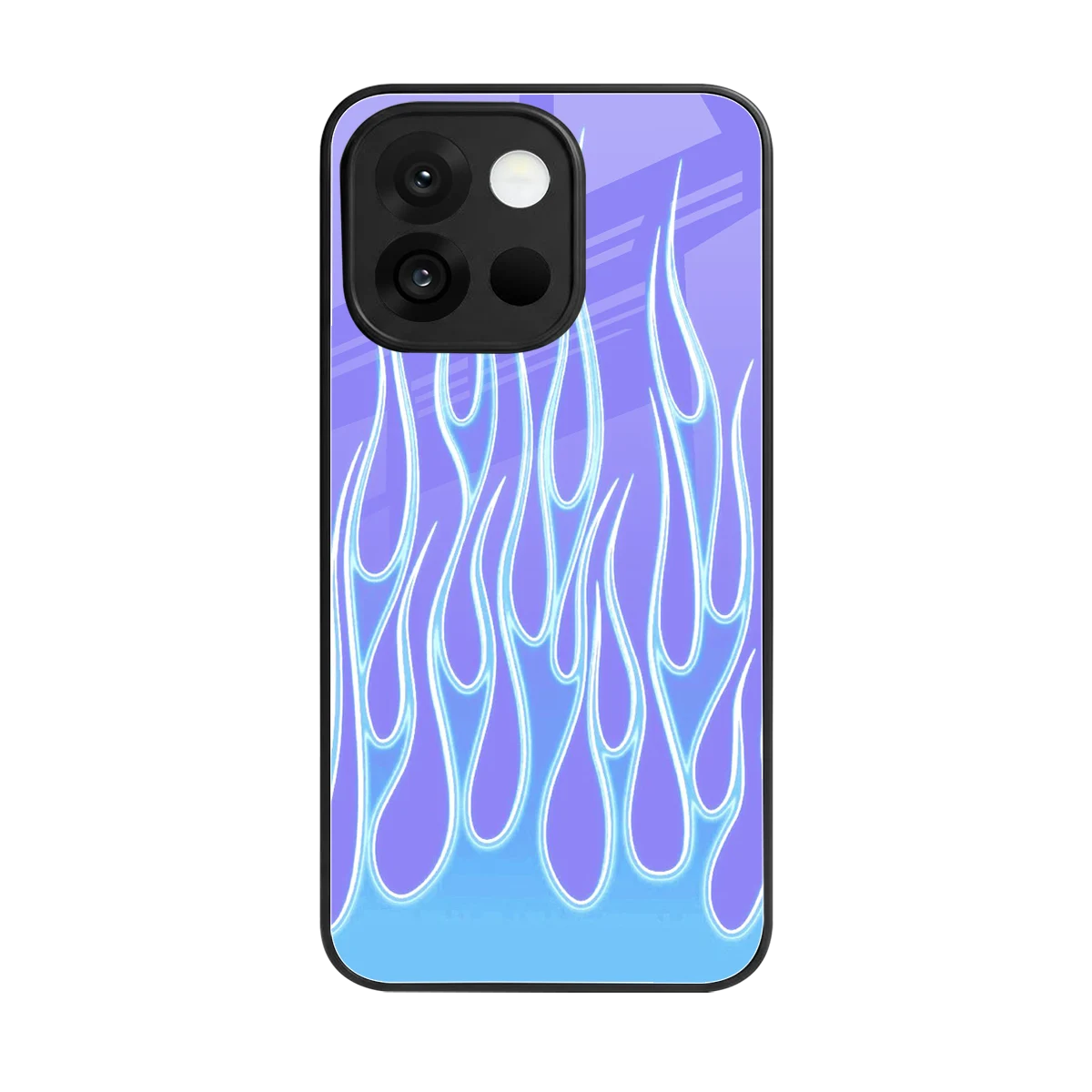 Flames Blue back phone cover | glass case for oneplus 13s