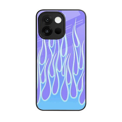 Flames Blue back phone cover | glass case for oneplus 13s