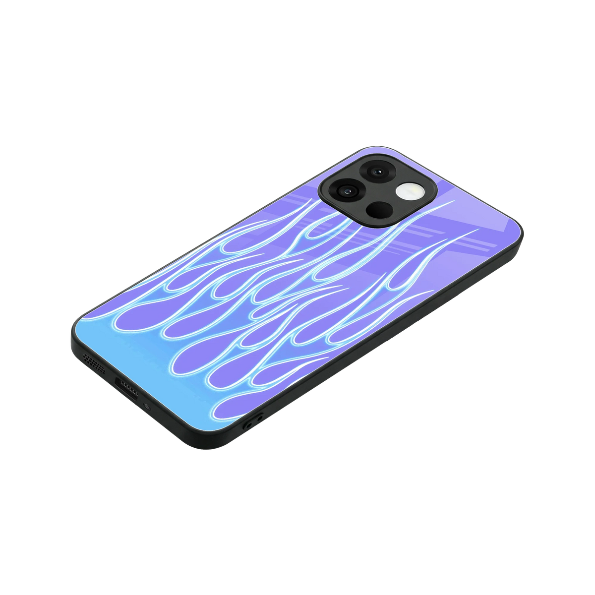 Flames Blue stylish phone case for oneplus 13s | glossy glass and slim fit
