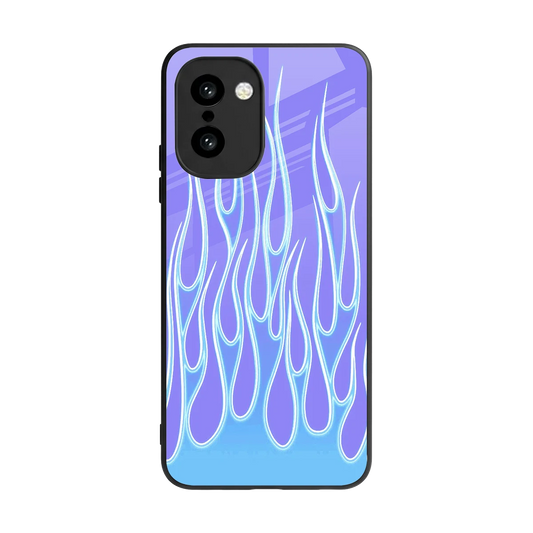 Flames Blue back phone cover | glass case for oneplus 15r