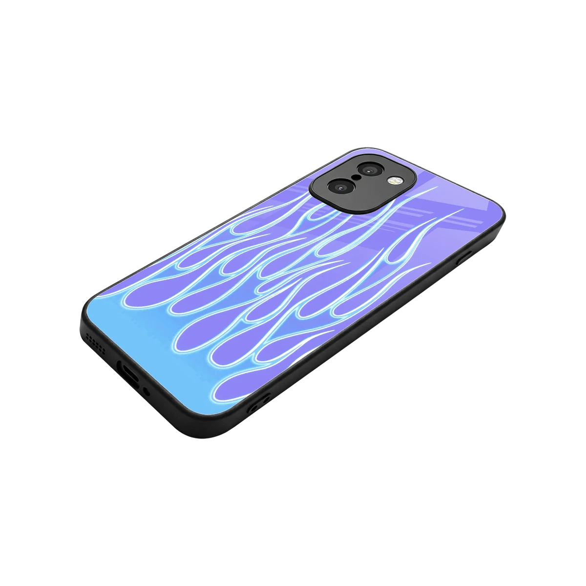 Flames Blue stylish phone case for oneplus 15r | glossy glass and slim fit