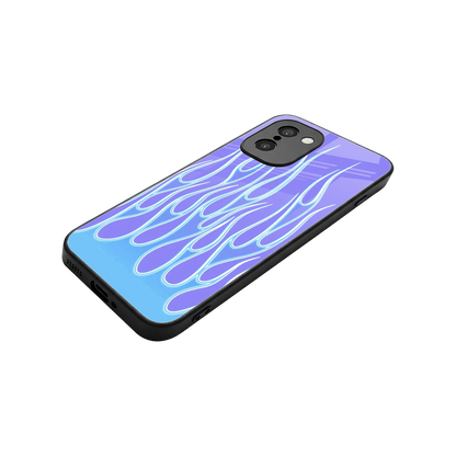 Flames Blue stylish phone case for oneplus 15r | glossy glass and slim fit