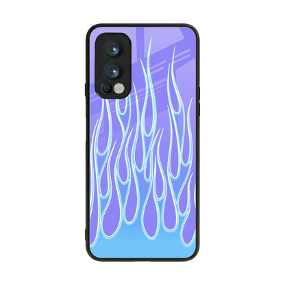 Flames Blue back phone cover | glass case for oneplus nord 2