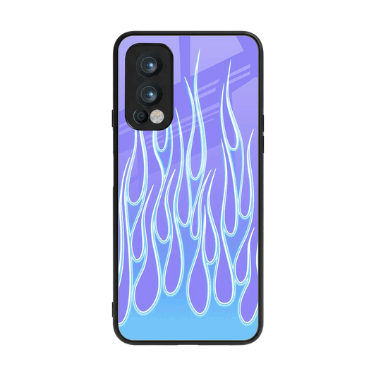Flames Blue back phone cover | glass case for oneplus nord 2