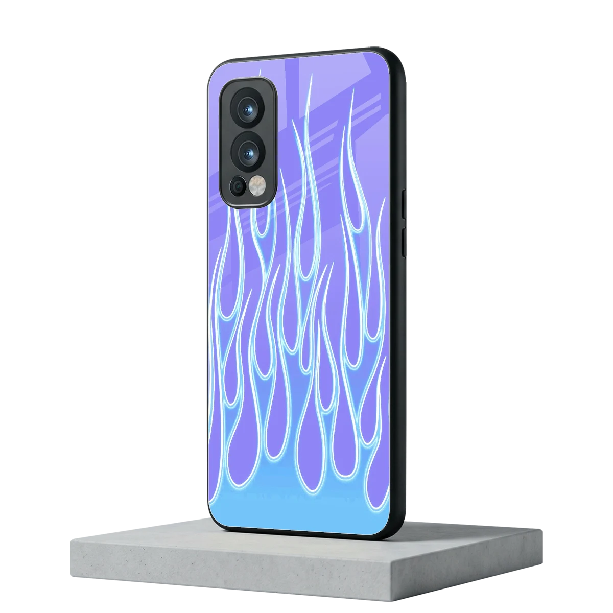 Flames Blue oneplus nord 2 mobile cover | shockproof glass phone case