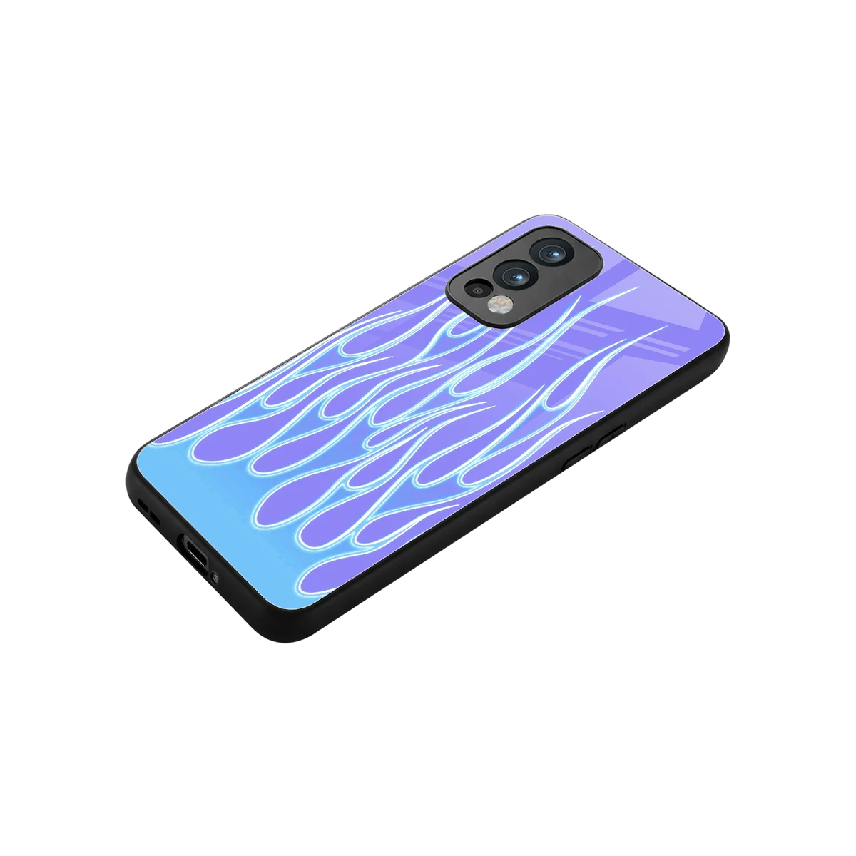 Flames Blue stylish phone case for oneplus nord 2 | glossy glass and slim fit