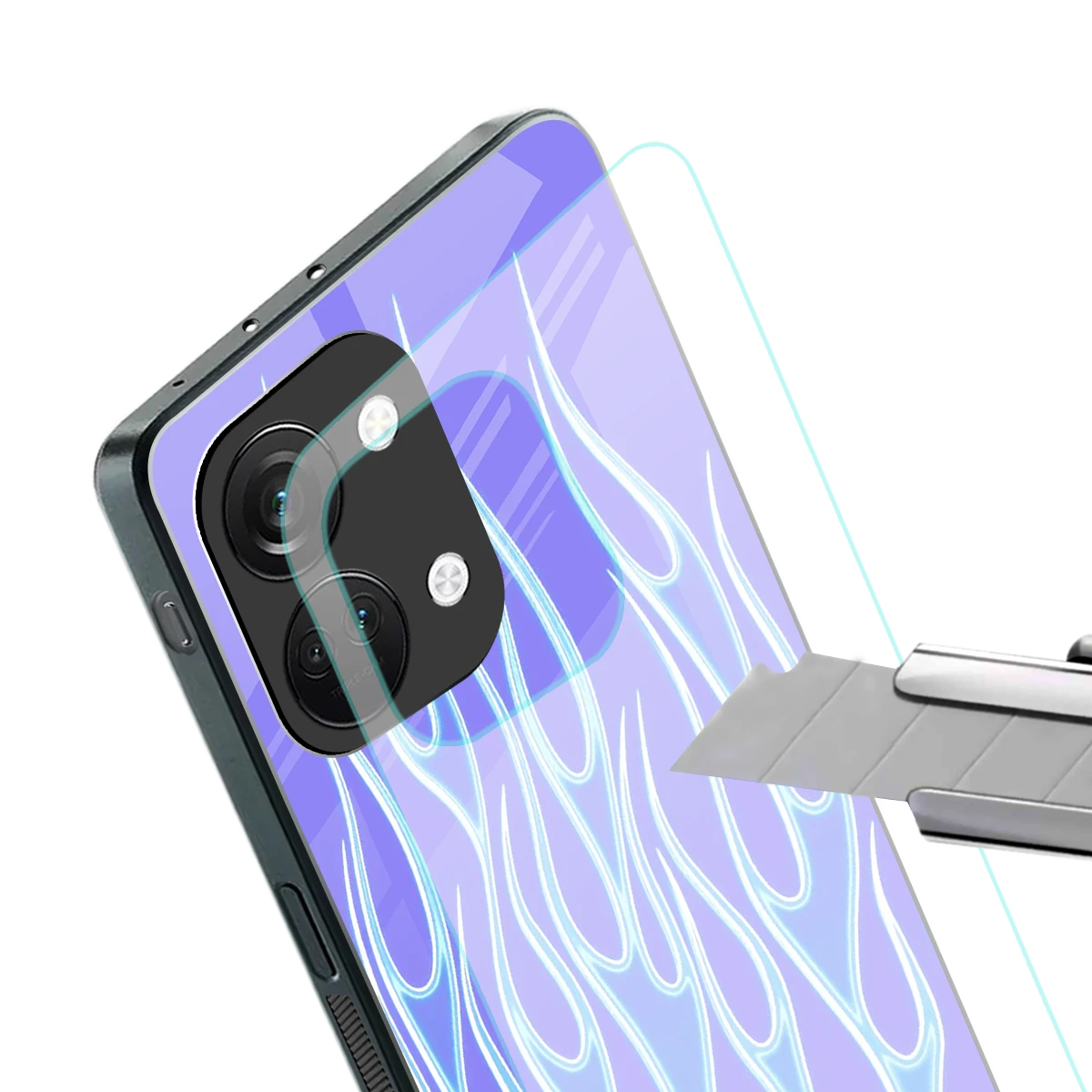 Flames Blue stylish phone case for oneplus nord 3 | glossy glass and slim fit