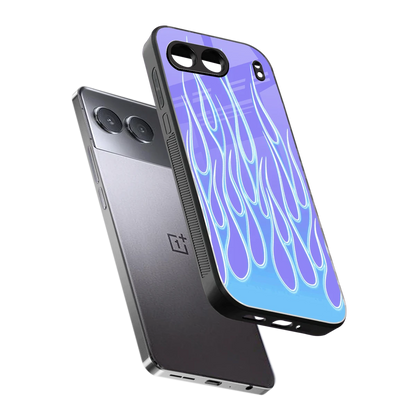 Flames Blue sleek oneplus nord 4 cover with tempered glass back and TPU edges