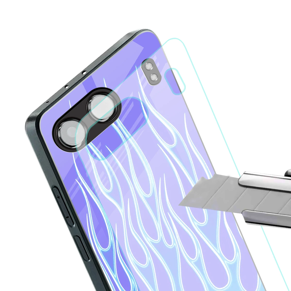 Flames Blue stylish phone case for oneplus nord 4 | glossy glass and slim fit