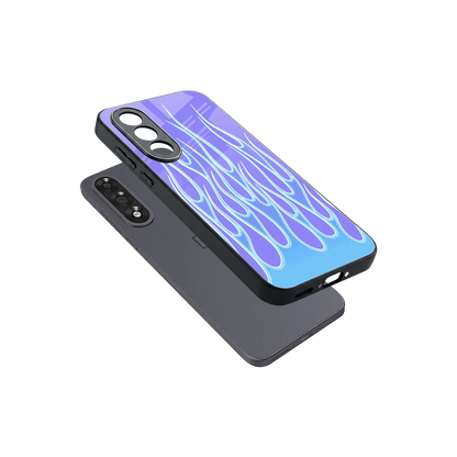 Flames Blue sleek oneplus nord 5 cover with tempered glass back and TPU edges